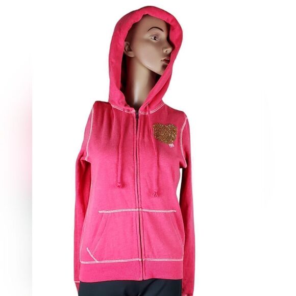 Pink Victoria's Secret Reddish Pink Full Zip Hoodie Sweatshirt - Picture 1 of 6